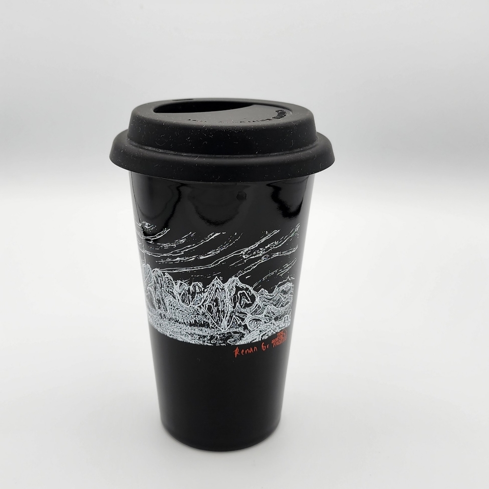 The North Face Ceramin Coffee cup with Lid. 6 inch.